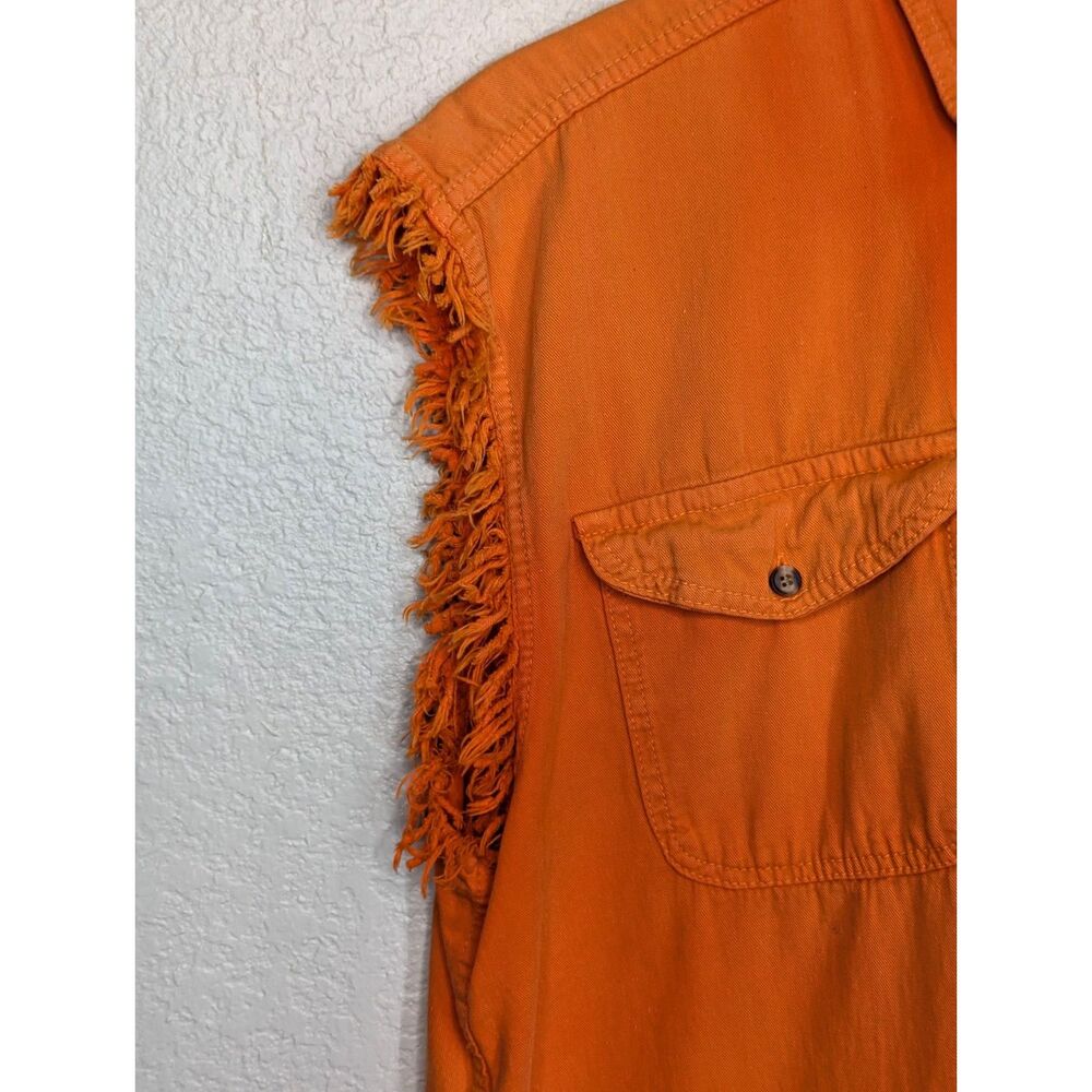 Sturgis 2014 Bikerwear USA Sleeveless Button Down Shirt L Pig Motorcycle Orange - Picture 5 of 9